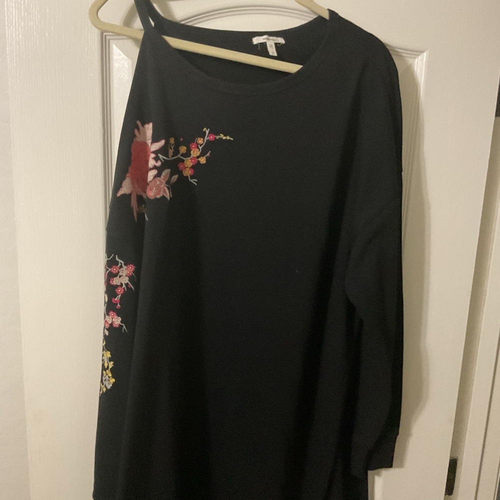 Aritzia Dark Top with Subtle Embroidery